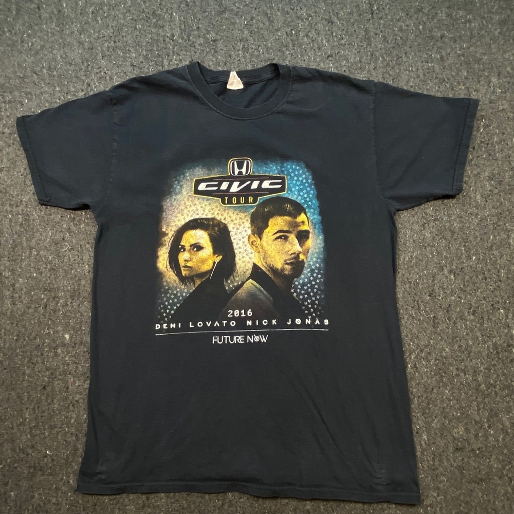 Fruit of the Loom Pop Mens L 2016 Honda Civic Tour‎ Demi Lovato Nick Jonas Shirt